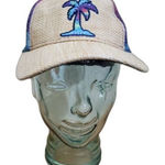 Palm Tree Island Trucker Hat Women OSFM Adjustable Tie Die Twill Cap Surf Beach Photo 0