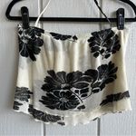 Free People  Poppy Tube Top Cream and Black Floral Smocked Back Size M Photo 2