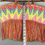 Moroccan straw colorful fringe basket bag Tan Photo 7