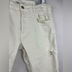 ZARA  Jeans, White Distressed Denim, Cotton Stretch, Skinny Fit, Ripped Casual Photo 3
