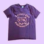‘A Crazy Girl Who Loves Pigs’ Funny Graphic T Shirt 🔥 Purple Size M Photo 0