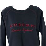 Burberry  London Sweatshirt Navy Blue Red Embroidered Pullover Womens Size Medium Photo 2