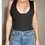 Free People  Black Square Cut Out Black Bodysuit Size XS Photo 0