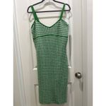 Maeve Anthropologie  Gingham Green & White Knit Mini Mod Dress Sz M Photo 1