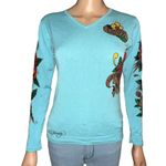 Ed Hardy Love Kills Slowly Rhinestone V Neck Sweater Photo 0