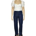 Sézane  Dan Straight Wide Leg Pants, Indigo, FR46/US14 Photo 3