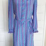 VTG Purple Rainbow Schrader Sport Petites Stripe Dress Size 8 Photo 0