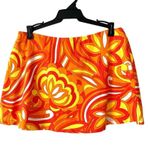 Vintage Baja Blue USA Made Retro Floral Swim Coverup Skirt Yellow Orange medium Photo 2