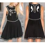 Free People Birds of a Feather Embroidered Floral Skater Dress Size 2 Photo 0