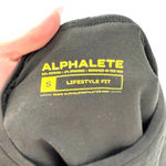 Alphalete Crop Top Tee Long Sleeve Logo Writing Crewneck Black Yellow Size Small Photo 4