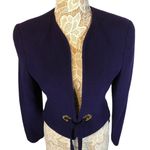 American Vintage fitted purple wool blazer gold accent open front size 4 Photo 11