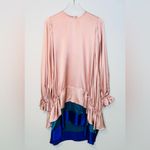 Roksanda Blush Pink Colorblock Tiered Teal Blue Silk Satin Dress Size 10 Photo 1