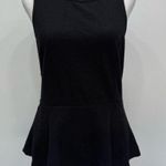 Free People Anthropologie Black Textured Lace Cutout Back Peplum Sleeveless Top Photo 0
