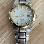Seiko Solar Ladies Watch Two-Tone Bracelet White Dial Date Window NWT Photo 5