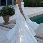 ZARA  dress maxi poplin ruffle flowy white corset bohemian summer vacation Photo 4