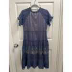 Sundance  Sweep Of Lace Dress Blue Lined Small Short Sleeve Boho Modest Photo 1