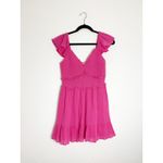 Love Shack Fancy  Ivella Mini Dress Size Small Pink Smocked Ruffle Cotton Photo 3