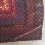 Missoni Vintage Marbled Silk Scarf in Red, Rust, Blue, Brown, Cream 33.5" Square Photo 2