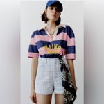 ZARA  Bloggers‎ Favorite Blue Structured Hight Waisted Shorts with Pockets Size L Photo 1