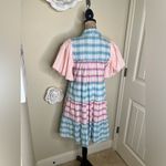 Entro NWT:  Bubble Sleeve Blue, Green, Pink & White Plaid Lined Mini Dress Sz M Photo 13