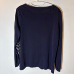 Misook Exclusively  Navy White Stripe Lightweight Sweater Size Large Photo 3