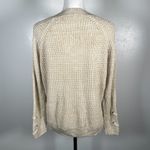 it's our time  Tan Lace Tie V Neck Waffle Knit Long Sleeve Pullover Sweater M Photo 8