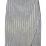 Banana Republic Gray Stripe Wrap Look Skirt Size 2 Preppy Straight Skirt Photo 0