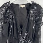 LPA Cara Embellished Sequin Blouse Top Black Long Sleeves Women’s Size Small Photo 4