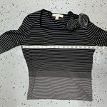 Saks 5th Avenue Belford for Saks Fifth Avenue 100% Silk Square Neck Long Sleeve Striped Blouse M Photo 12