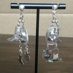 Sterling Silver Vintage Western Drop Dangle Hat Boots Spurs Coyote Post Earrings Photo 0