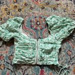 Sky to Moon Green Ruched Crop Top Photo 1