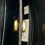 Vintage Black Leather Crossbody Bag Gold Hardware Edgy Disco Clubbing Glamour Photo 11