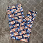 LuLaRoe LuLaRue Tall Curvy TC2 navy leggings American flag Photo 0