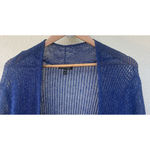 Eileen Fisher Blue Linen Open Knit Cardigan XL Lightweight Layer Coastal Resort Photo 1