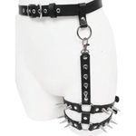 Leather Thigh Garter Belt Leg Harness With Rivets Punk Rock Leather Leg Harness Photo 1