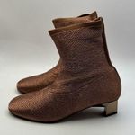 Robert Clergerie "Pany" Stretch Metal Lurex Mesh Mirrored Heel Ankle Boot Rust Size 6.5 Photo 0