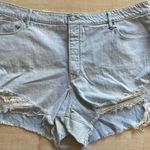 Good American Light Wash Distressed Bombshell Denim Short in Blue648 Size 20 NWT Photo 1