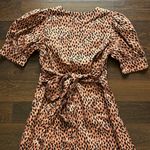 Love, Whit by Whitney Port Leopard Print Button Down Puff Sleeve Dress Medium Tan Photo 8