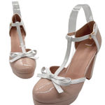 Allegra K New Platform Heels Womens 9 Tan T Strap Bow Lolita Block Chunky Photo 0