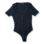 ASOS DESIGN Womens petites short sleeve snaps front bodysuit in black Photo 1