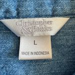 Vintage Embroidered Denim Shirt Berry Basket Detail 100% Cotton large fall Blue Photo 4