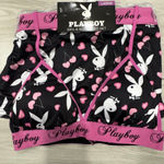 Playboy NWT  bra and boyshort set in black and pink with a bunny and heart print Photo 0
