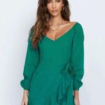 Princess Polly Kameron Green Wrap Long Sleeve Dress 8 Photo 0