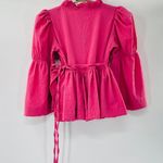 NEW byTiMo Bubble Wrap Crinkled Puffed Shoulder Blouse Pink Med Peasant Coquette Photo 8