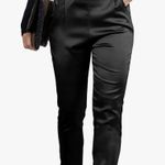 Hei Pei Wa Satin Pleated Pull on High Waist Pants Black Size M Photo 0