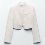 ZARA  Crop Blazer in Oyster White Size Medium Photo 0