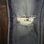 EXPRESS ankle legging high rise denim with red and navy stripe and rips on knees Photo 7