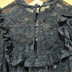 Dark Blue Floral Lace Blouse Chrysanthemum‎ Boho
Farmhouse High Neck Size S Photo 4