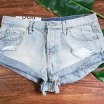 Urban Outfitters BDG Mid Rise Slayer Blue Faded Distressed Jean Shorts (Size 26) Photo 0