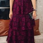 Lulus NEW  Molinetto Burgundy Lace Ruffled Tiered Sleeveless Maxi Dress Photo 0